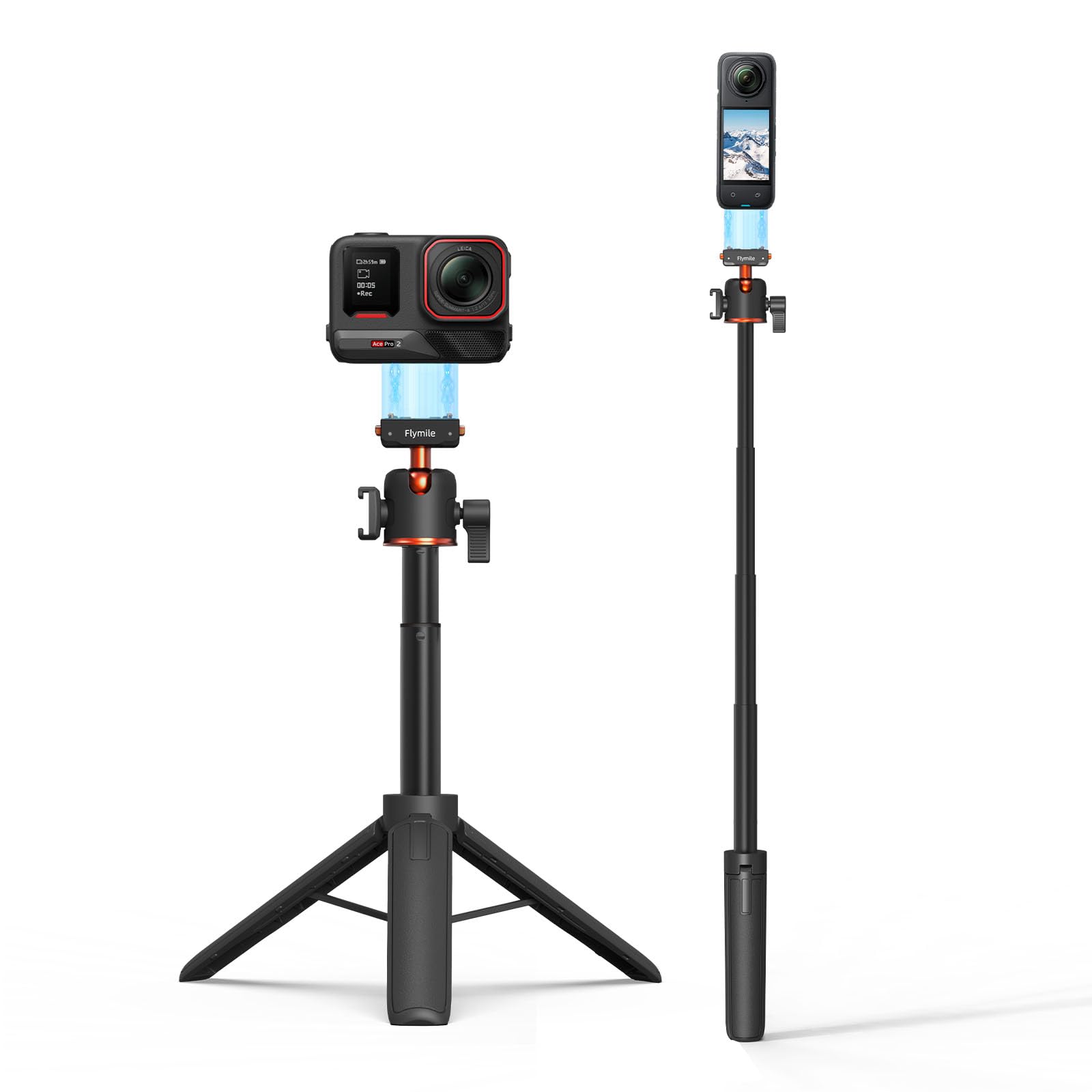Photo 1 of Tripod for Insta360 X5 ACE Pro 2, 21” Selfie Stick Quick Release Extension Rod Mini Table Desk Portable Handle Grip Stand with Cold Shoe for Insta 360 X5, ACE Pro 2, ACE Accessories