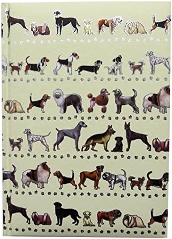 Quire Collections A5 Casebound Notebook - Dogs Design - 120 Pages - Ruled & Silk Ribbon - Size - 210mm x 148mm