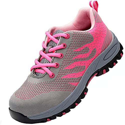 Ymombest Women Safety Shoes Steel Toe Composite Work Shoes Construction Puncture Proof Shoes