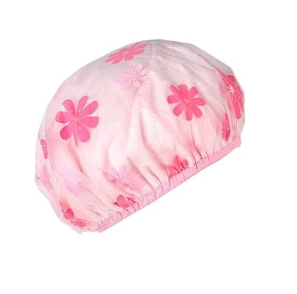Kalathiya Waterproof Thicken Bath Shower Cap for Women (Multicolour) - Set of 3