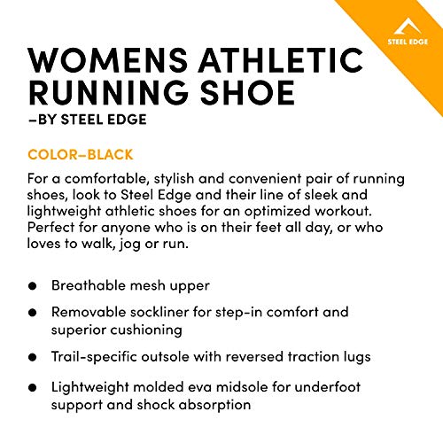 Steel Edge Women Shoes Treadmill Running Walking (9.5, Black)