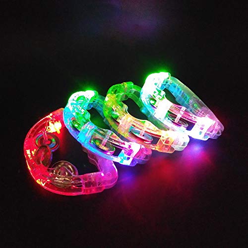 Cartener 12 Flashing Tambourines Light Up Round Jingles LED Church Autism Sensory Toy Size: 6" Length x 4" Height - Thumbnail 6