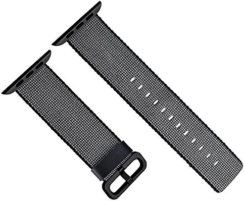 Gonyou Nylon Watch Band Woven Replacement Strap with Classic Square Metal Buckle for Apple Watch iWatch Series 3 Series 1 / 2 Sport &amp; Edition (Nylon/Black, 38)