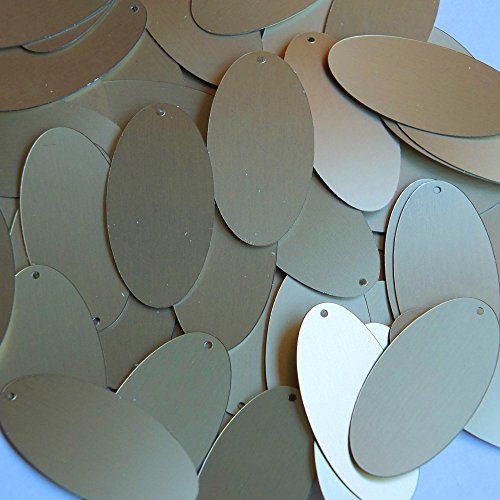 Sequin Oval 1.5 inch White Gold Matte Silk Frost Couture Loose Paillettes. Made in USA.