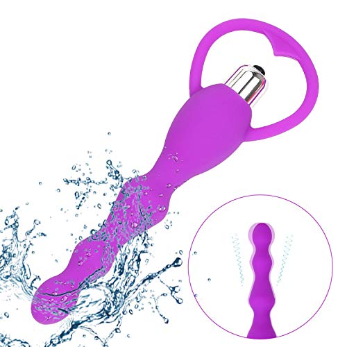 Vibrating Anal Plug Prostate Massage Soft Anal Beads Vibrator Sex Toys for Couples Gay Butt Plug Silicone Adult Products,Pink