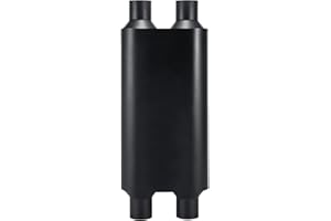Muffler 3 Chamber 2.25" Universal Muffler Performance Race Exhaust Muffler 2.25 IN Pipe,Aggressive Sound,Black(2.25" dual in/