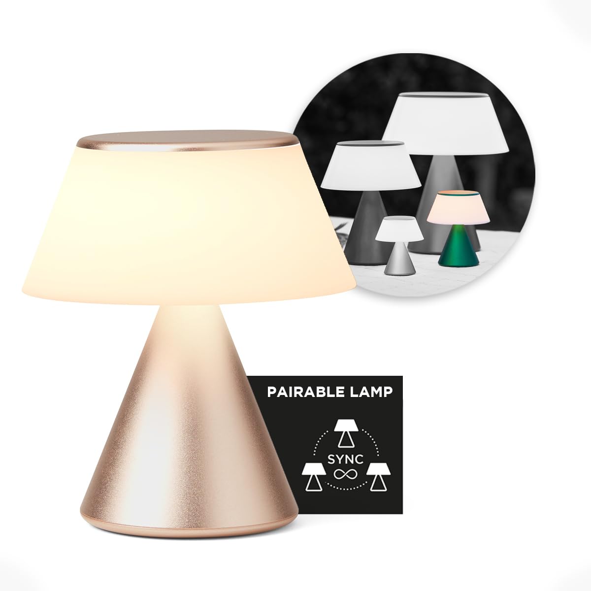Lexon Luma M - Portable LED Lamp with Color Sync - Soft Gold