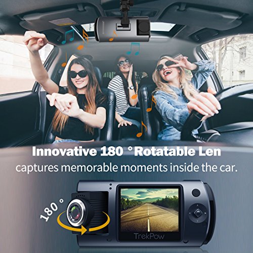 Dash Cam, Trekpow by ABOX HD 1080P Car DVR Dashboard Camera with 180°Rotation for Front and Cabin, 2" LCD, 170°Wide Len, Night Vision, G-Sensor Lock, Loop Recording, Motion Detection, Parking Mode