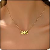 NONAMOIS Gold Angel Number Necklace for Women Dainty 18K Gold Plated Number Pendant Chain Necklace Stainless Steel Simple Gold Numerology Aesthetic Jewelry