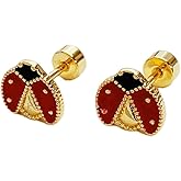Cute Ladybug Cartilage Stud Earring for Women Red Lucky Insects Animal Tragus Piercing Post Studs Helix Conch Earrings Dainty Ear Jewelry