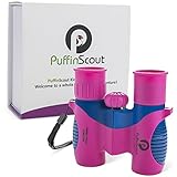 Kids Binoculars set 8x21 for Girls PINK orGREEN PuffinScout for Birdwatching-Spotting-High resolution REAL OPTICS Star-gazing Educational Toys for Girls - Outdoor Toys for Girls - Birthday Gifts Girls