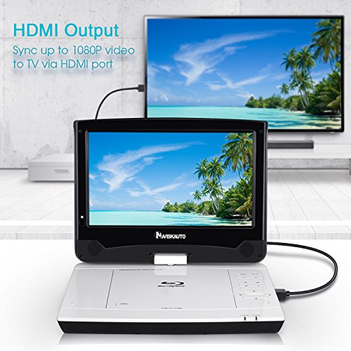 NAVISKAUTO 10.1" HD Portable Bluray DVD Player with HDMI ,Builtin