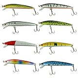 Voberry® Best seller Lot 8pcs Plastic Hard Fishing Lures Crankbait Minnow Hooks Baits 8g / 10cm 3.94'