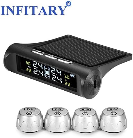 TP880 Car Tire Pressure Monitoring System Tire Pressure Sensor TPMS Sensor with 4pcs Internal Sensors Real Time Monitoring Pressure and Temperature LCD Display Auto Security Alarm