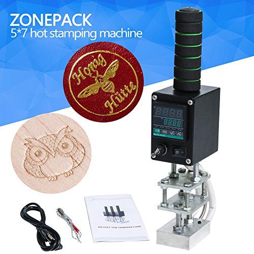 ZONEPACK Hot Foil Stamping Machine Digital Embossing Machine Manual Tipper Stamper for PVC Leather Pu and Paper Stamping with Paper Holder (Working Size 57cm)