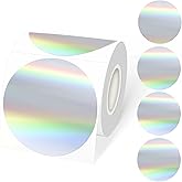 STARLIBOO 3 Inch Holographic Labels, Circle Direct Thermal Labels Stickers, Self-Adhesive Round Printer Labels for DIY Logo Design (Holographic Silver)