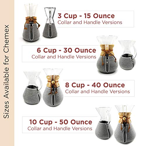 HEXNUB 6 Cup Cozy and Lid for Chemex Collar and Handle Pour Over