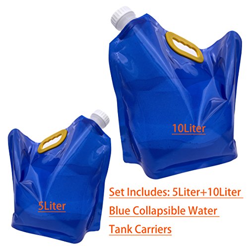 5/10 Litres Collapsible Water Container, BPA Free, Self-standing, Freezable Plastic Water Bag Carrier, Outdoor Folding Water Tank for Sport Camping Riding Mountaineer, Food Grade (Blue) - Thumbnail 6