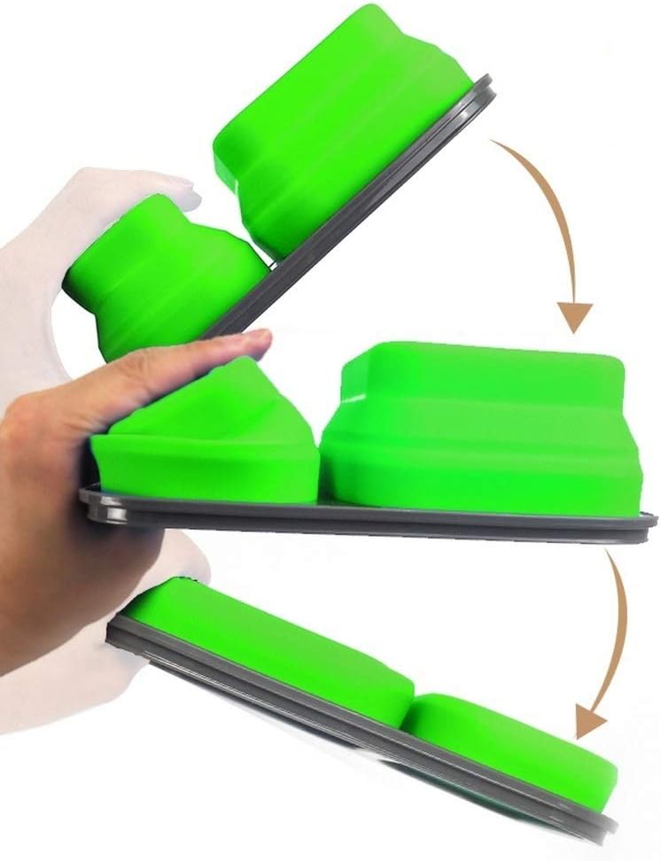 Bento Lunch Box 3 Compartment, PoLLux Collapsible Box Eco Durable BPA Free Meal Prep Containers Leakproof Silicon Foldable with Spork for Adults and Kids, (Green)