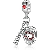 Dangle I Love Baseball Charm (Red Heart)