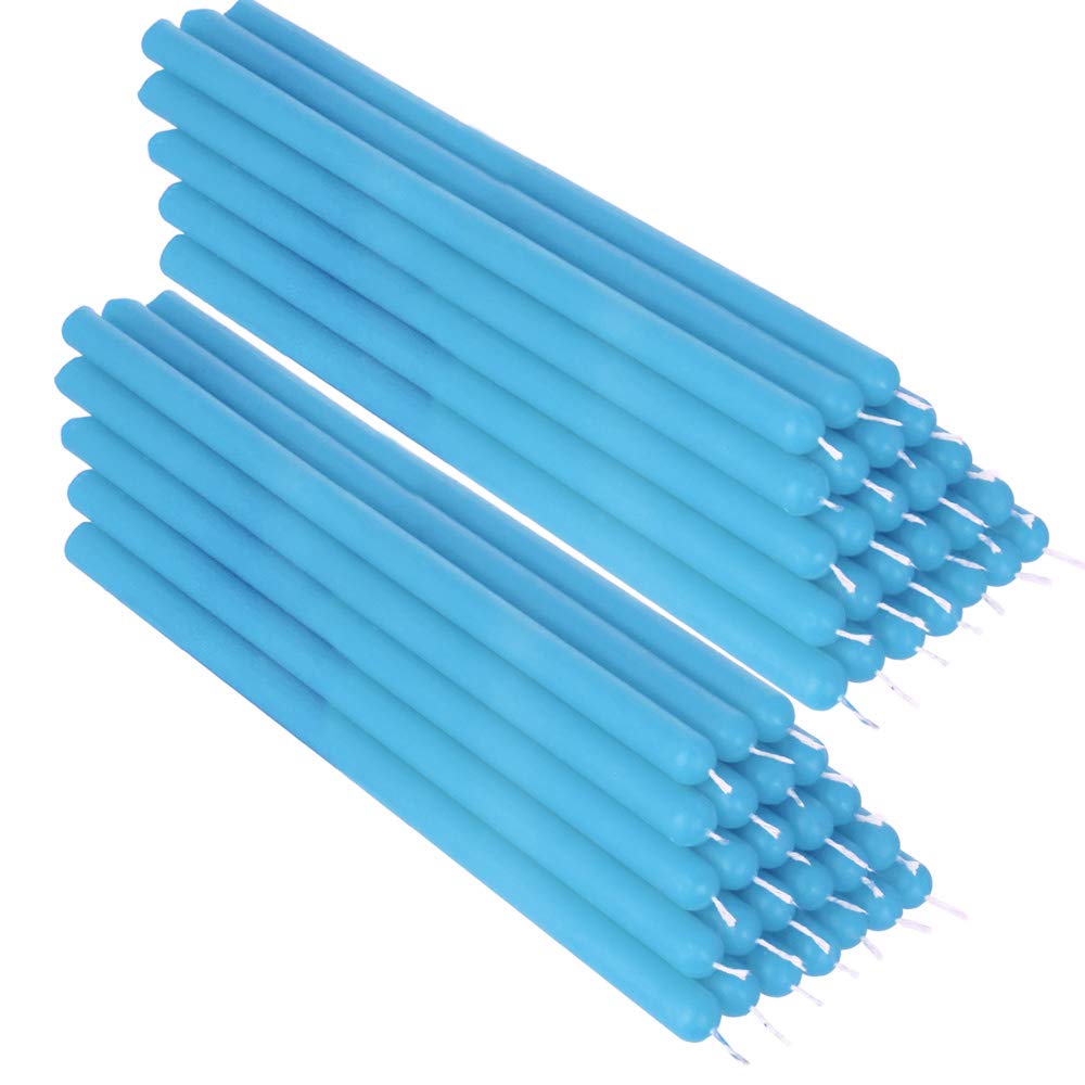 NKlaus 50x Light Blue Paraffin Wax 21cm soot Free Handmade Table Candles Ritual Candle drip Candles 36339