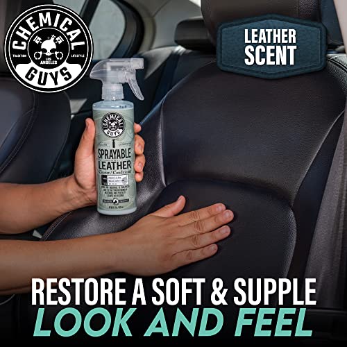 Chemical Guys Sprayable Leather Cleaner and Conditioner in One for Car Interiors, Apparel, and More (Works on Natural, Synthetic, Pleather, and More) Leather Scent, 473 ml