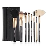 Makeup Brushes Zoreya Travel Makeup Brush Set With Case Black Cosmetic Foundation Powder Eyes Fan Brushes Rose Gold Wood Handle Synthetic Hair Hypoallegenic Makeup Brushes For Beginners