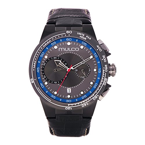 Mulco Lyon Men's Watch- Black Leather Band- Stainless Steel- Water Resistant- MW3-16106-224
