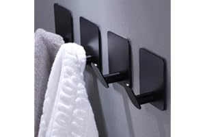4pcs Heavy-Duty Stainless Steel Towel Hooks | No-Drill Self-Adhesive, Damage-Free Hanging, Suitable for Bathroom, Kitchen, Ho