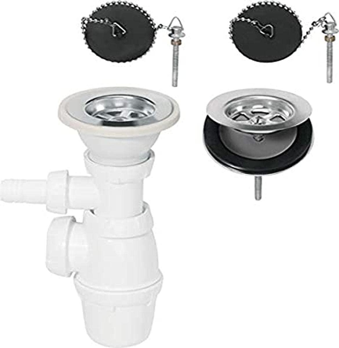 Wirquin 30718733 – Drain for 2 Communicating Basins D60 mm with Washing Machine Plug