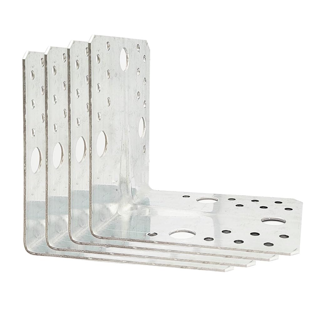 Photo 1 of 4" X 4" X 3-1/2” Steel L Angle Bracket, 90 Degree Corner Support Bracket for Wood 1.8mm Thickness 4pcs