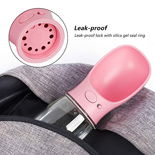 Neala Dog Water Bottle Potable Dog Drinking Water Dispenser for Walking Hiking Travel Outdoor Pet Water Bottles with Leak-Proof Carrying Cord for Dogs Cats Pink