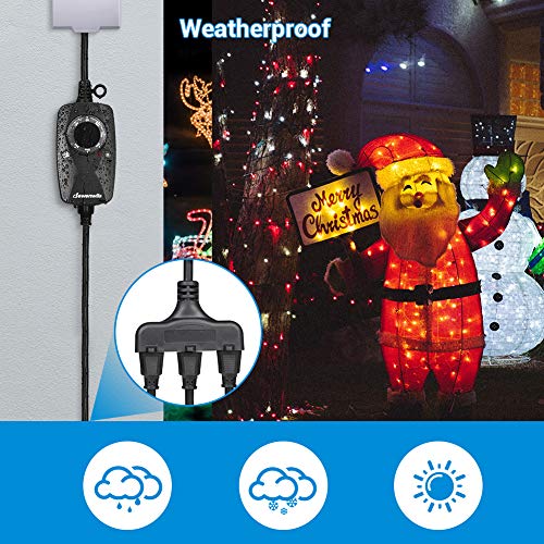 DEWENWILS Outdoor Christmas Light Timer with 12 FT Extension Cord, Plug
