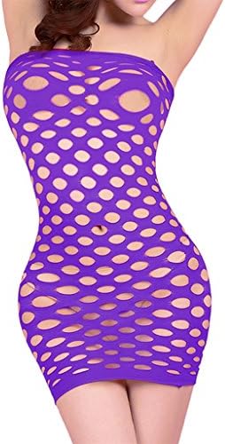ZIKKER Womens Strapless Chemise Sleepwear Lingerie Nighties Mini Dress Skirts One Size Purple