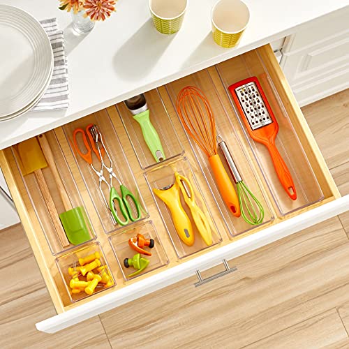 mDesign Plastic Stackable Kitchen Drawer Storage Organizer Tray
