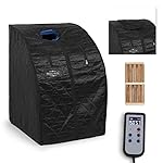 Bellavie Portable Therapeutic Infrared Sauna Spa XL FIR Full Body Portable w/ Chair (Black)