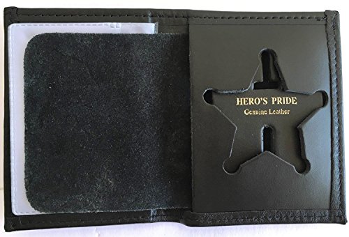 5 Point Ball Tip Bi-Fold Leather Badge Holder, Low Profile, Compact slim, (No Money Section), Not Badge Wallet, Police Sheriff Fire Dept. Security - Sold by Uniform World