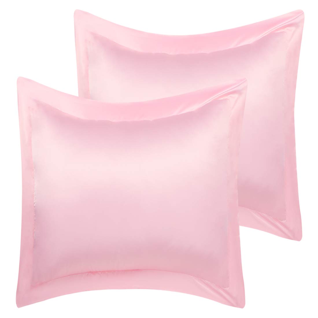 sourcing map Luxury Satin Oxford Pillowcases, Pair of 2 Peach Pillow Shams 26 x 26 Inch with Envelope Closure, European Size Pillow Cases Covers