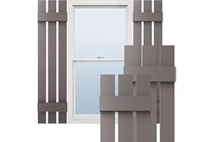 Ekena Millwork Lifetime Vinyl LS3S12X06300MS Standard Three Board Spaced, Board-n-Batten Vinyl Shutters, w/Installation Shutter-Lok's & Matching Screws (Per Pair), 12"W x 63"H, Musket Brown