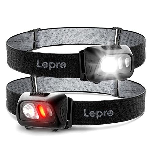 Photo 1 of Lepro LED Headlamp Flashlights, 1500Lux Head Lamp with 6 Lighting Modes and Red Light, IPX4 Waterproof Headlamp for Camping Hiking Backpacking Fishing, Adjustable Headband Suit for Adults Kids 2 Pack
