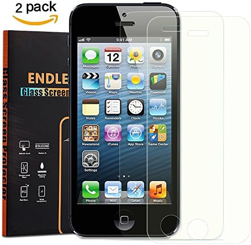 iPhone 5S Screen Protector (2 Pack),ENDLER [Shatter Proof] 3D Touch Rouned-Fit Design Tempered Glass Screen Protector Perfect Fit for Apple iPhone SE,iPhone 5s, iPhone 5C ,iPhone 5 (Ultra-Clear)