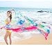 GERINLY Chiffon Sarong Wrap: Fresh Zephyranthes Print Oversize Beach Cover Up (Rose)