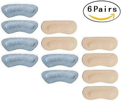 Leather Heel Grips for Shoes, Magnolian 6 Pair Self Adhesive Foot Pad Liners for Heel Insoles, Soft Sponge Heel Cushions