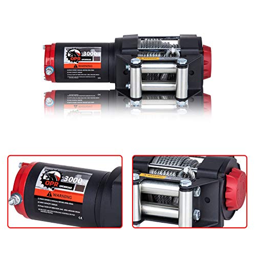 OPENROAD 3000Lbs 12 Volts Electric Winch, Winch for ATV/UTV/Boat, 3000Lbs /1360Kg Electric Winch Kit, with 12m/39ft Winch Cable, Towing Off-Road Electric Winch Recovery kit (3000Lbs Black) - Image 2