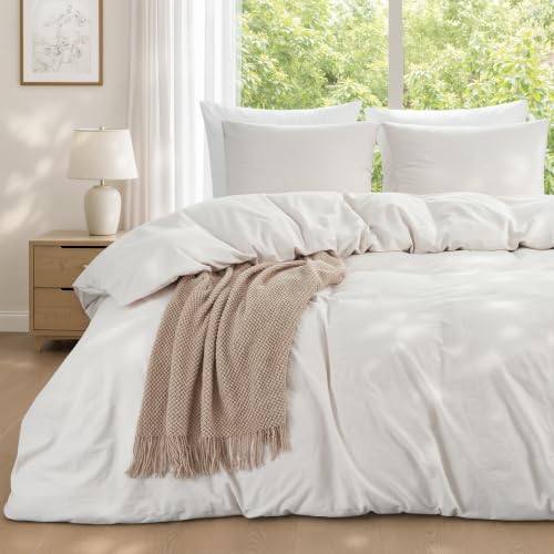 Duvetnova Bettwäsche 220x240 Baumwolle Beige, Superweiche 100% Vorgewaschene Baumwolle ÖKO-TEX Übergröße 1 Bettbezug 220x240+ 2 Kissenbezüge 80x80 all