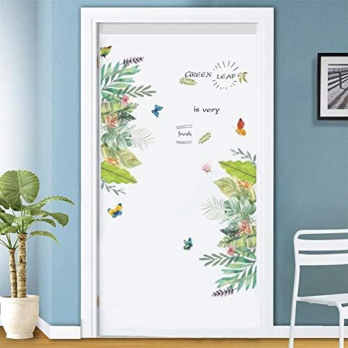 ajhsuwn 50X70Cm Green Leaf Wall Door Sticker Natural Green Tropical Tree Leaves Turtle Leaf Wall Sticker PVC DIY Mural Art Sticker