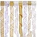 Sattiyrch Christmas Ribbon,Assorted Wired Organza Swirl Sheer Glitter Tulle Crafts Gift Wrapping Ribbon Xmas Design Decorations,48 Yards (8 Roll x 6 yard) by 2.5 inch,Gold