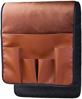 WakakaVelvet Non-Slip Epoxy Sofa Couch Chair Armrest Soft Caddy Organizer Cell Phones, Books, Magazines Pencil or TV Remote Control Holder(Brown)