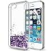 LeYi for iPhone 5S Case,iPhone 5 / iPhone SE Case with HD Screen Protector for Girls Women, Cute Shiny Glitter Liquid Clear TPU Protective Case for iPhone 5S / 5 / SE Purple