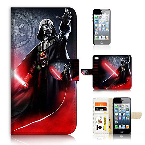 For iPhone Plus iPhone Plus Flip Wallet Case Cover Screen  Protector Bundle A21334 Starwars Darth Vader